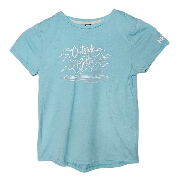 Helly Hansen Outside is Better Turquoise Graphic Tee size youth 14 women's XS - Picture 1 of 8